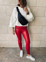 Red Frillu Leather Signature Fit Leggings
