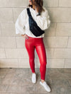 Red Frillu Leather Signature Fit Leggings