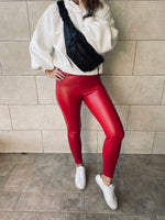 Red Frillu Leather Signature Fit Leggings