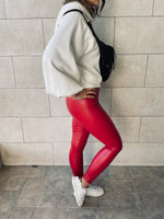 Red Frillu Leather Signature Fit Leggings