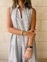 Grey Checkered Tiered Dress