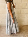 Grey Checkered Tiered Dress