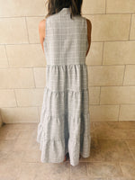 Grey Checkered Tiered Dress