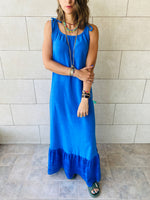 Blue Linen Bottom Detailed Dress