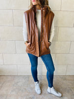 Copper Leather Puffer Vest