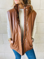 Copper Leather Puffer Vest