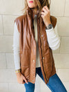 Copper Leather Puffer Vest