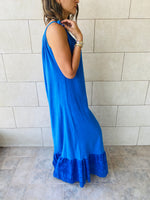 Blue Linen Bottom Detailed Dress