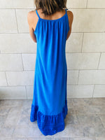 Blue Linen Bottom Detailed Dress