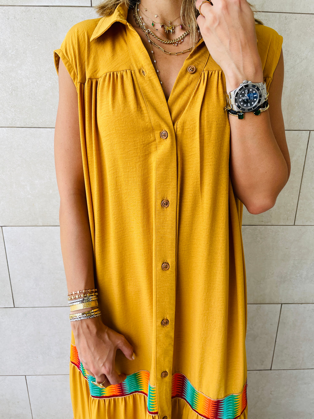 Mustard Sleeveless Verona Dress