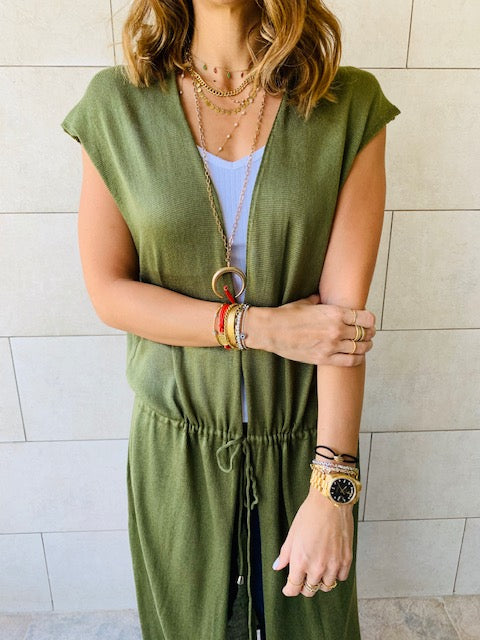 Olive Tie Vest