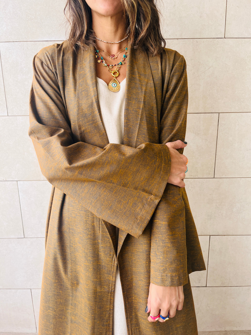 Brown Marrakech Linen Kimono