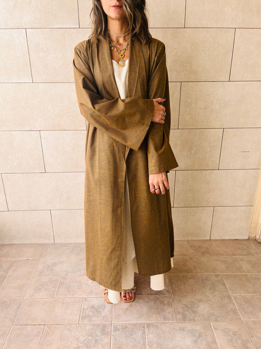 Brown Marrakech Linen Kimono