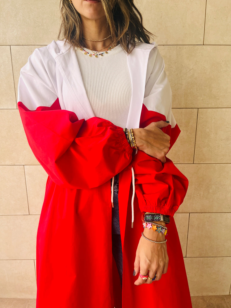 Red Looking Sporty Colorblock Overshirt