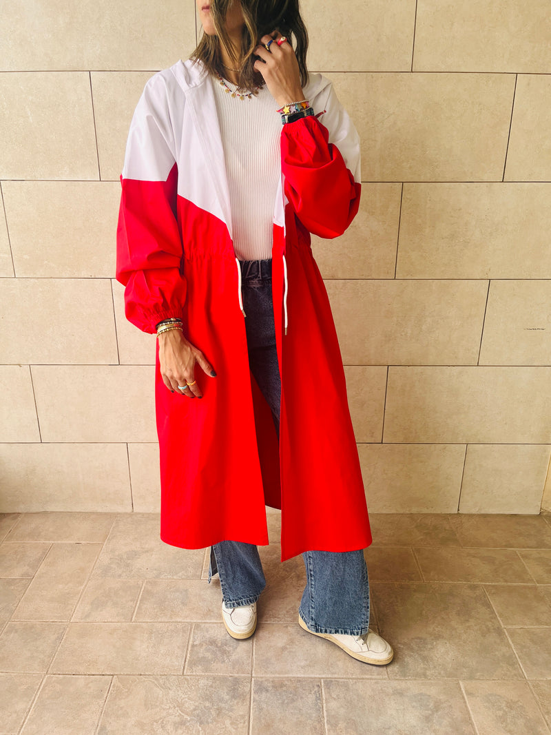 Red Looking Sporty Colorblock Overshirt