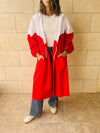 Red Looking Sporty Colorblock Overshirt