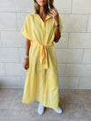 Yellow Pinstripe Shirt Dress