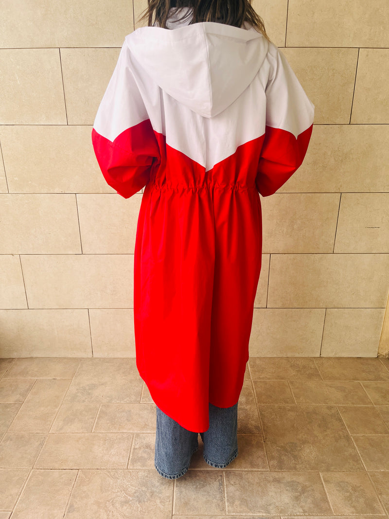 Red Looking Sporty Colorblock Overshirt