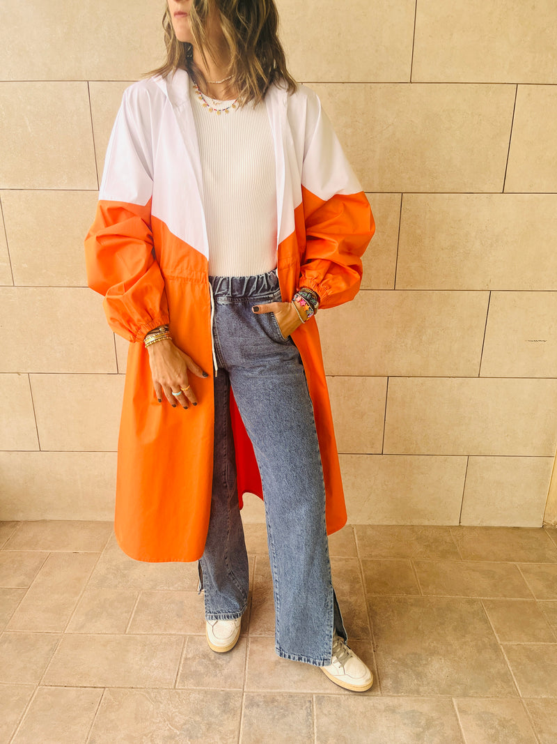 Orange Looking Sporty Colorblock Overshirt