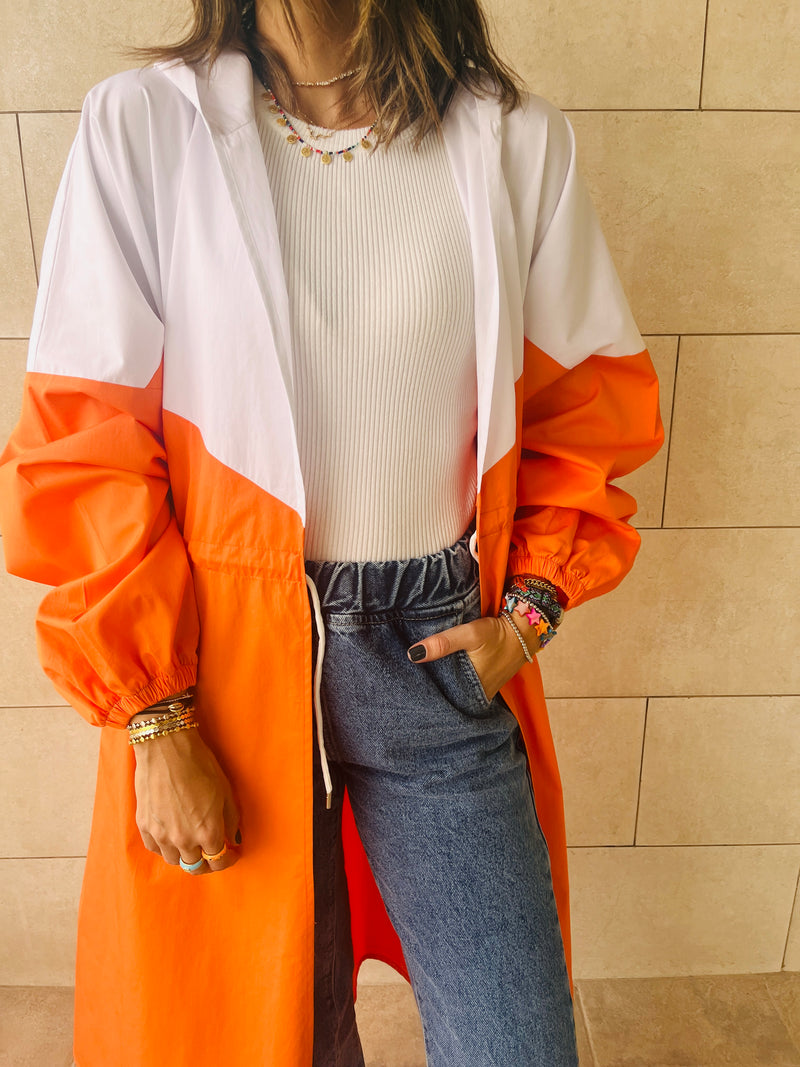 Orange Looking Sporty Colorblock Overshirt