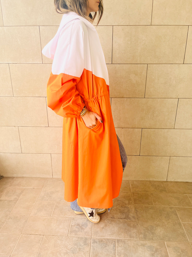 Orange Looking Sporty Colorblock Overshirt