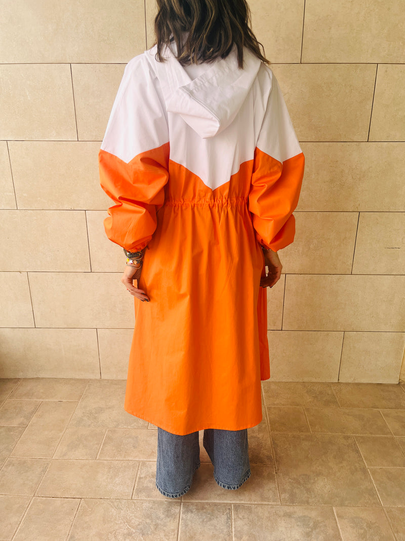 Orange Looking Sporty Colorblock Overshirt