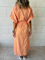 Orange Pinstripe Shirt Dress