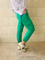 Green Low Waist Cargo Chinos