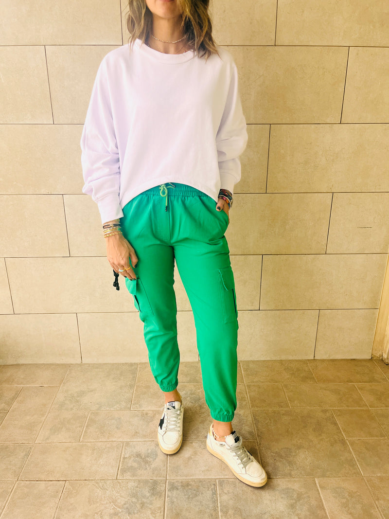 Green Low Waist Cargo Chinos