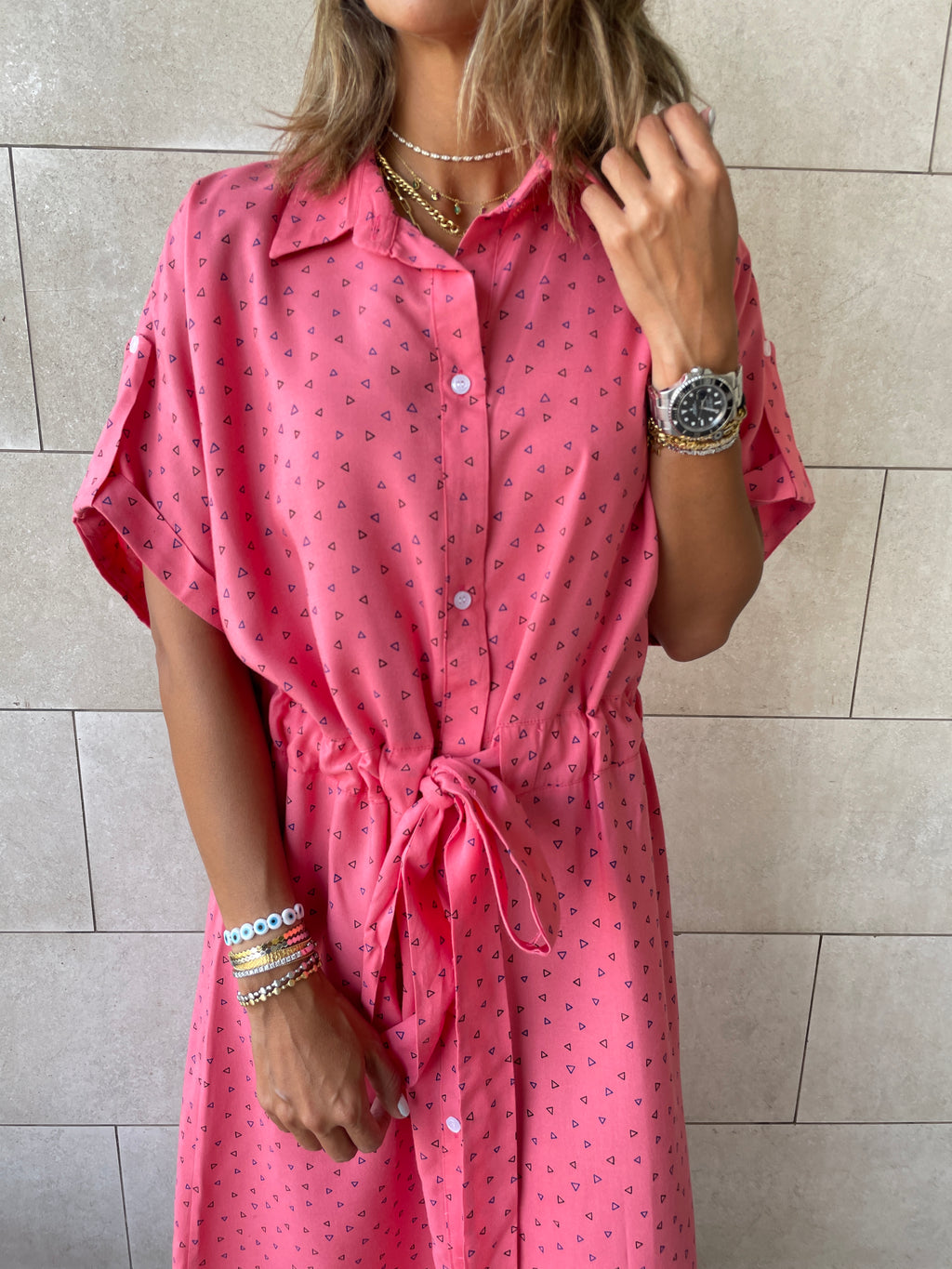 Watermelon Printed Shirt Dress