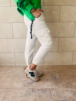 White Low Waist Cargo Chinos