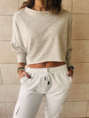 Grey Distressed Hem Crop Sweater