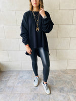 Black High Low Layering Sweat Top