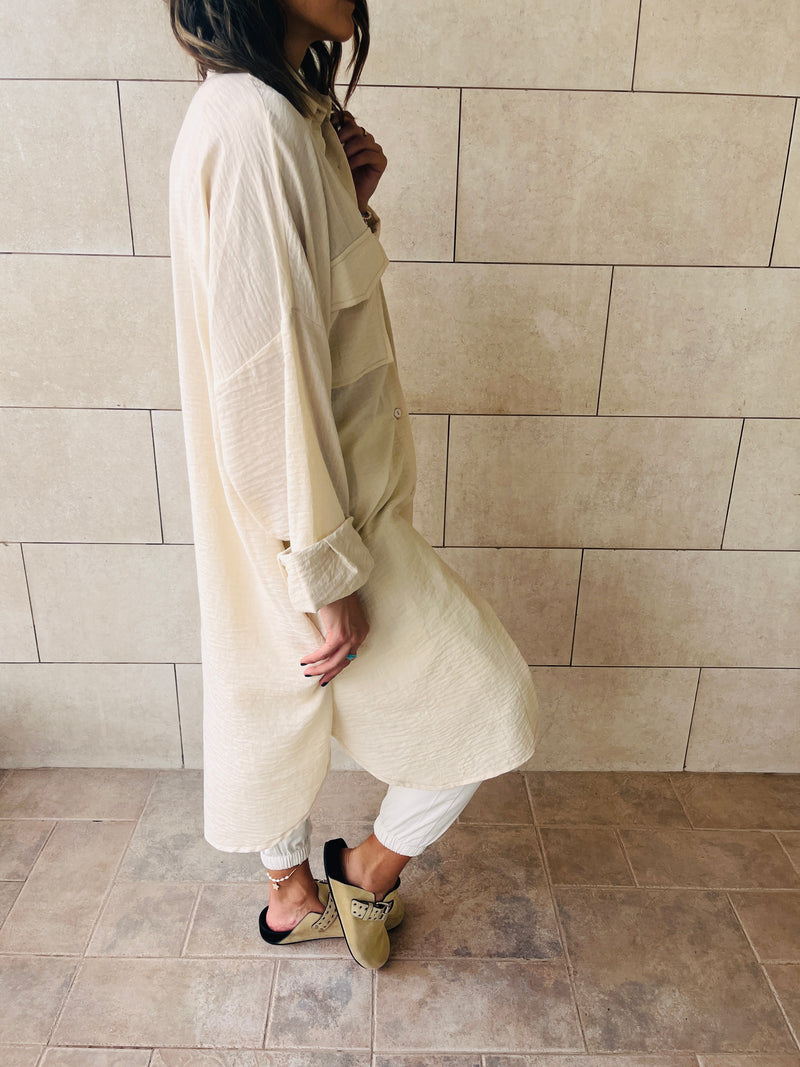 Beige Sunny Days Washed Linen Shirt