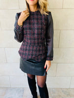 Burgundy Coco Tweed Top