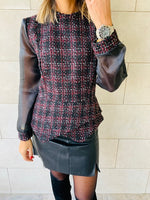 Burgundy Coco Tweed Top