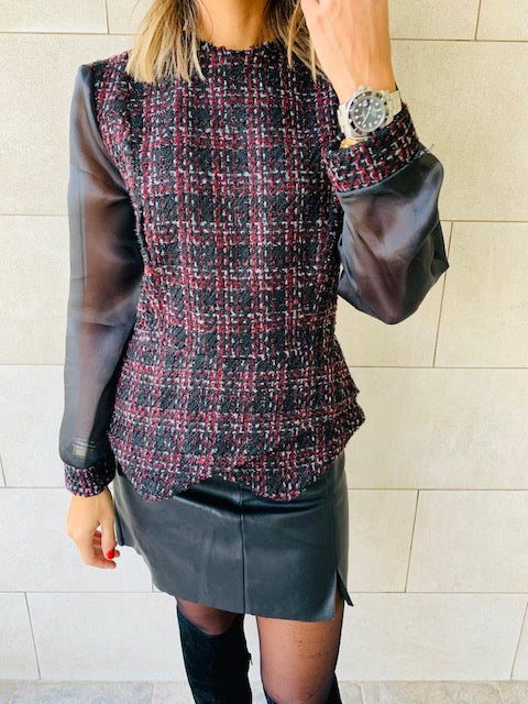 Burgundy Coco Tweed Top