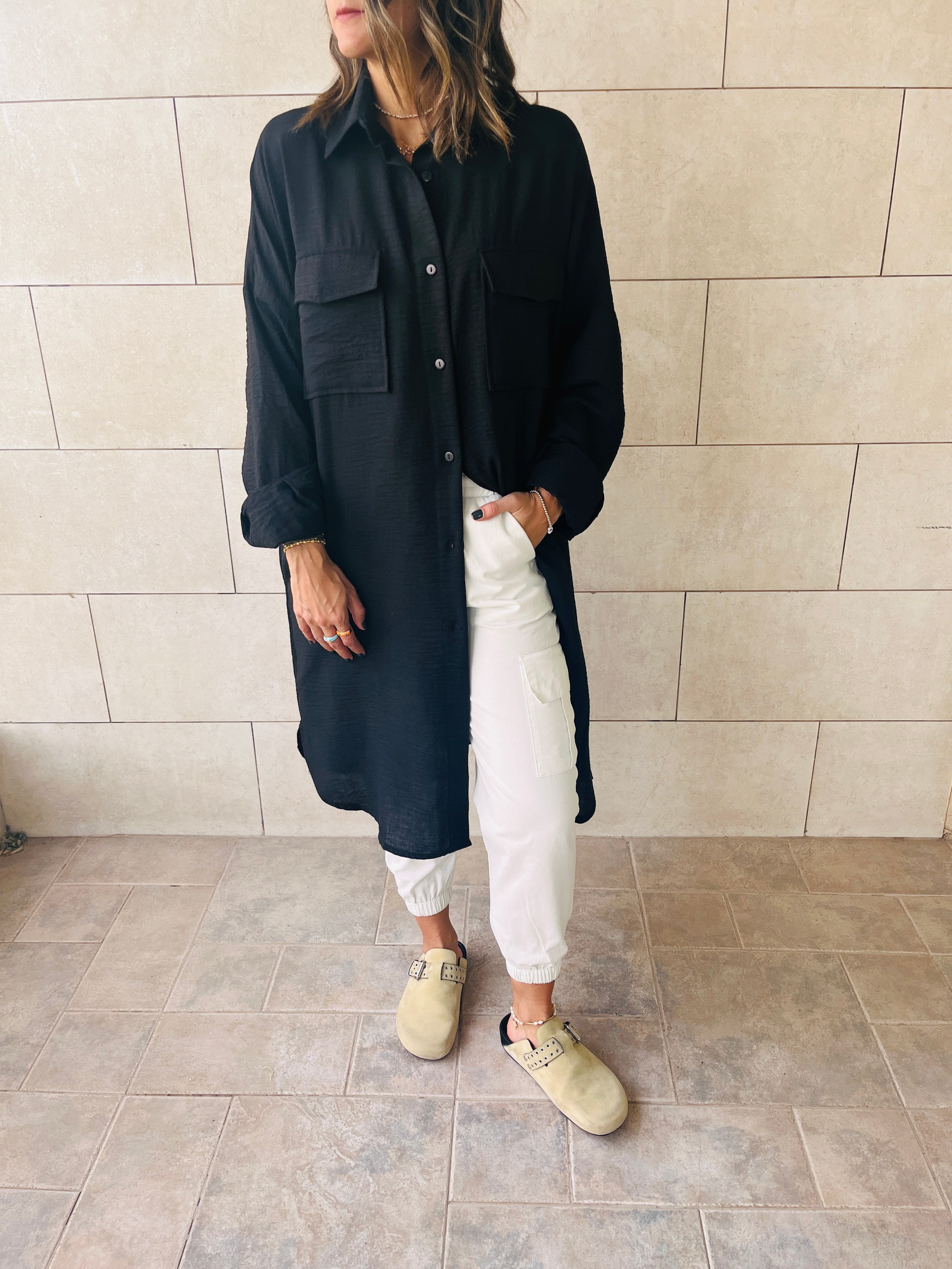 Black Sunny Days Washed Linen Shirt