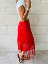 Red Crochet Tassel Beach Skirt