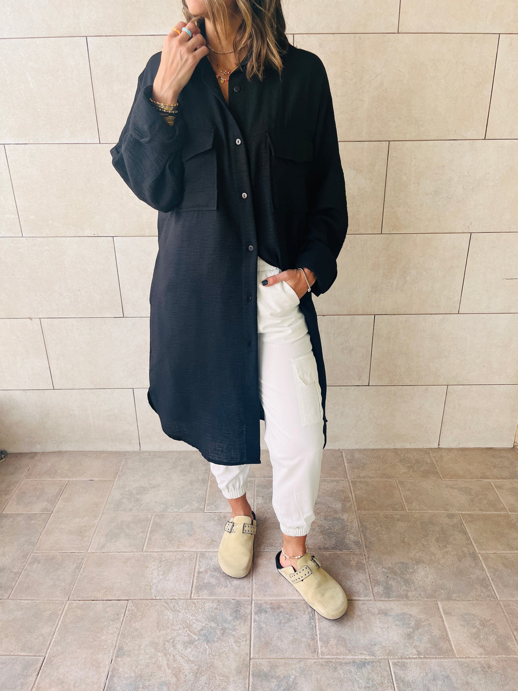 Black Sunny Days Washed Linen Shirt