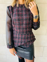 Burgundy Coco Tweed Top