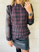 Burgundy Coco Tweed Top