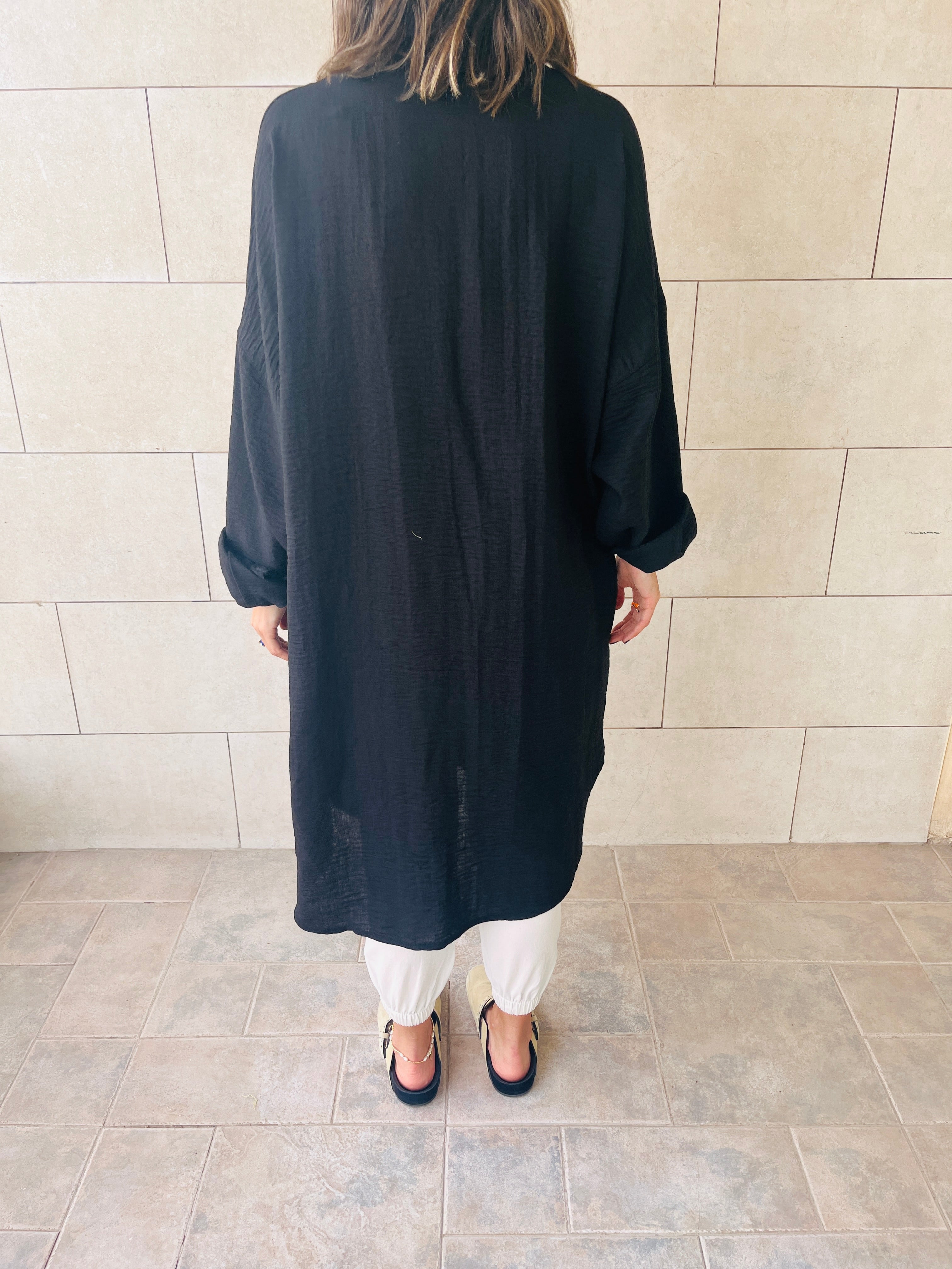 Black Sunny Days Washed Linen Shirt