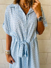 Baby Blue Printed Shirt Dress
