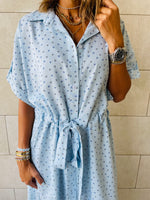 Baby Blue Printed Shirt Dress