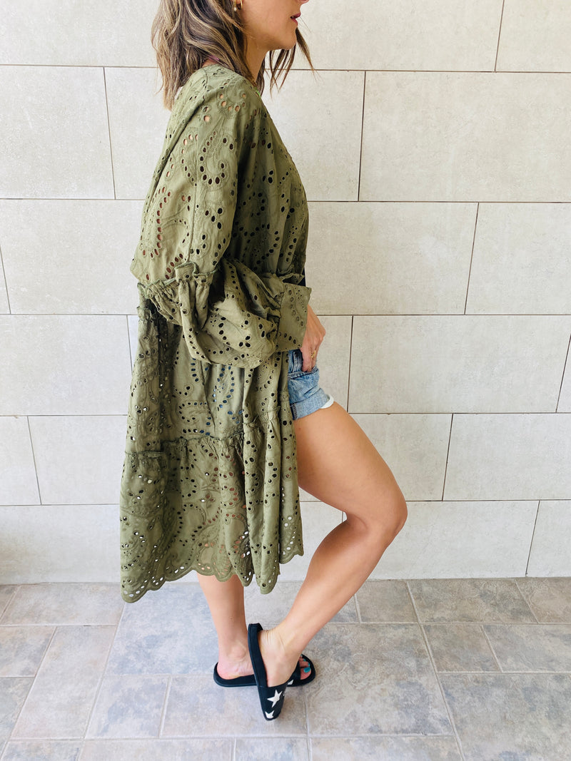 Olive Anglaise Kimono