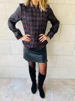 Burgundy Coco Tweed Top