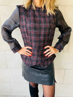 Burgundy Coco Tweed Top