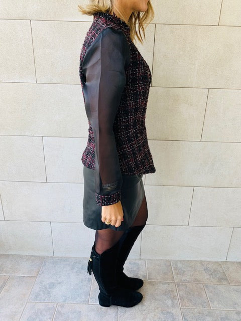 Burgundy Coco Tweed Top