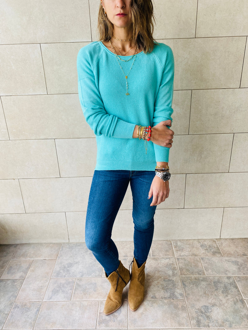 Turquoise Light Knit Pullover